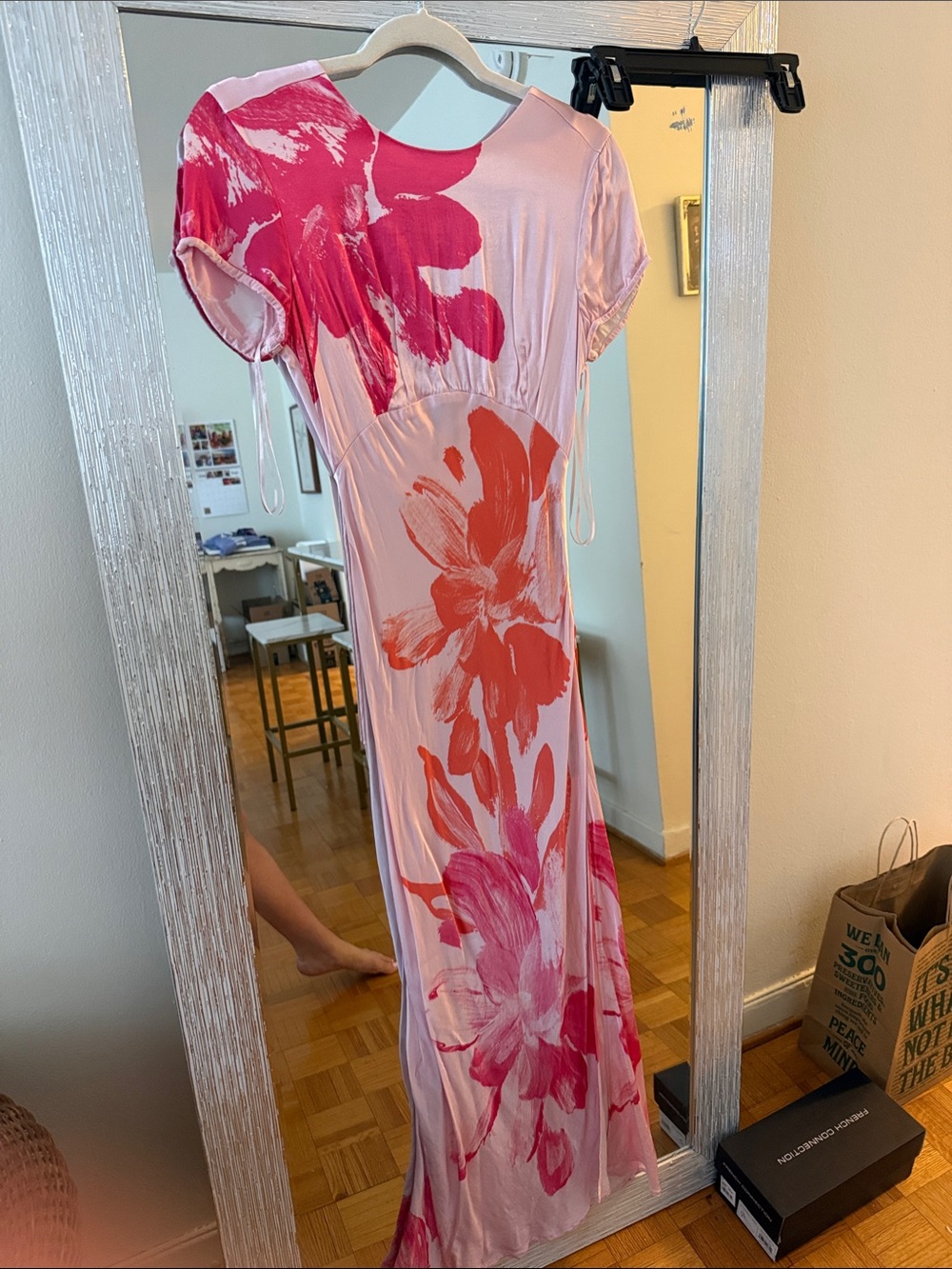 Anthropologie Pink Floral Maxi Dress